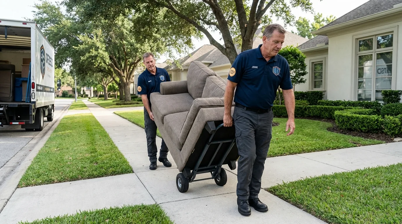 Local residential moving crew loading furniture in San Luis, AZ