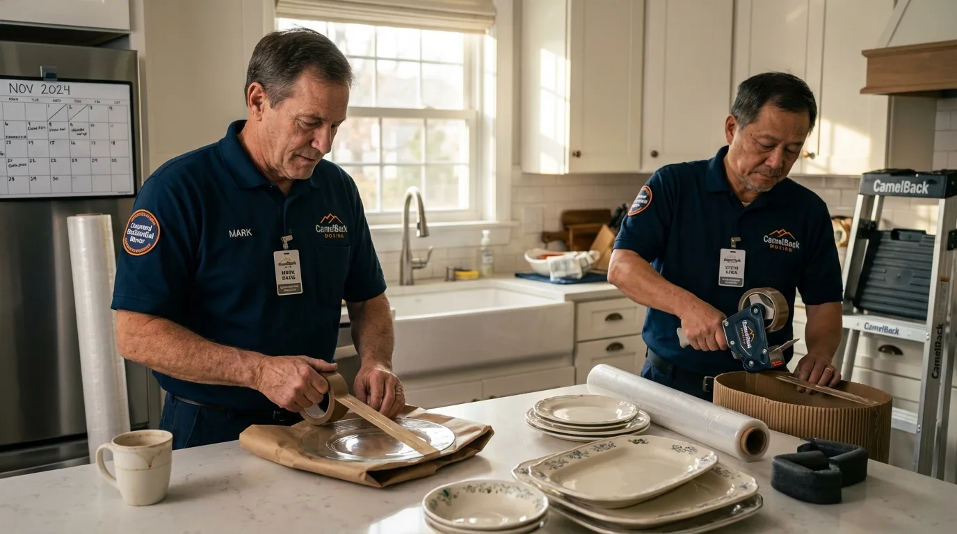 Professional crew packing kitchen dishware in San Luis, AZ
